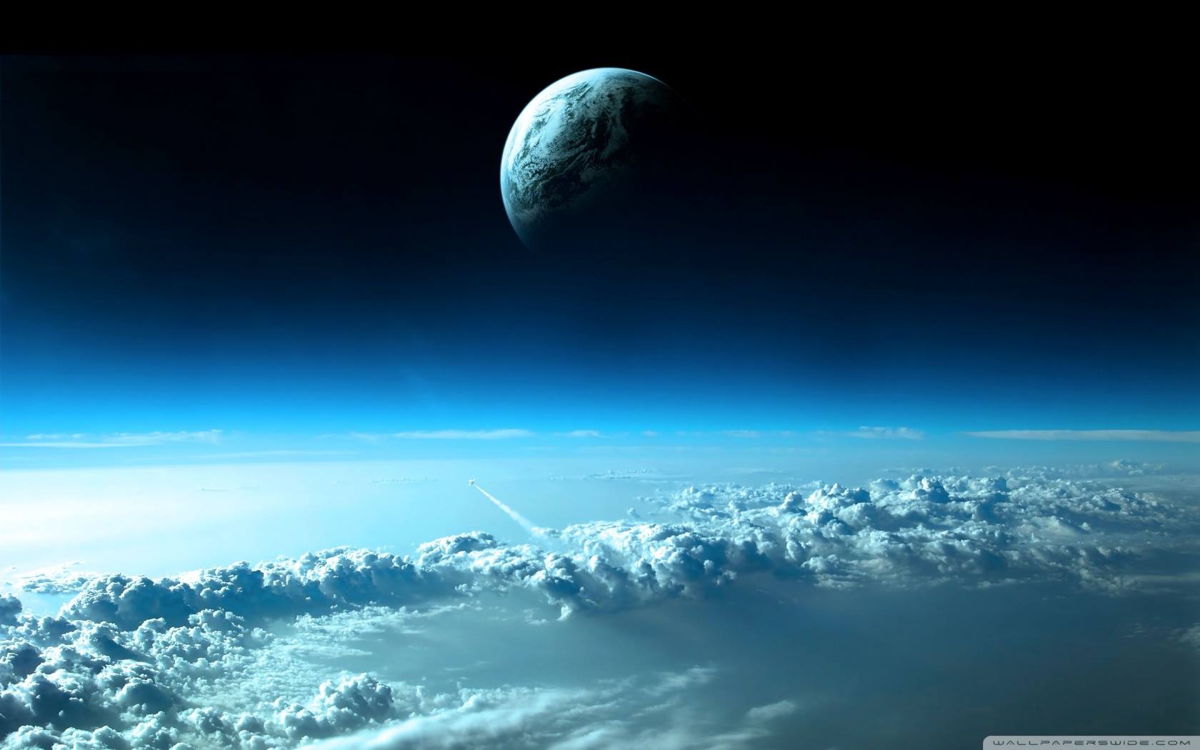 la terre vue de l'espace bleu